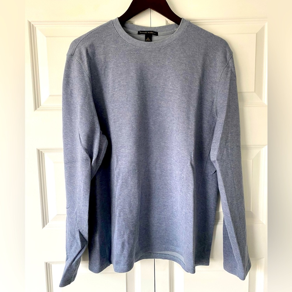 Banana Republic men’s M stretch cotton crew neck sweater sweatshirt. Blue grey